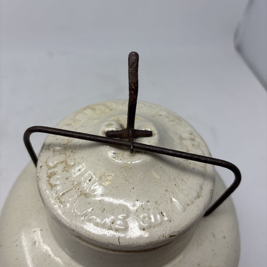 Antique Weir Stonewear With Bail Lock Lid