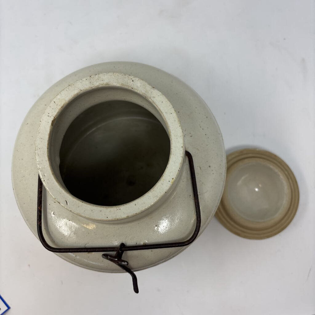 Antique Weir Stonewear With Bail Lock Lid