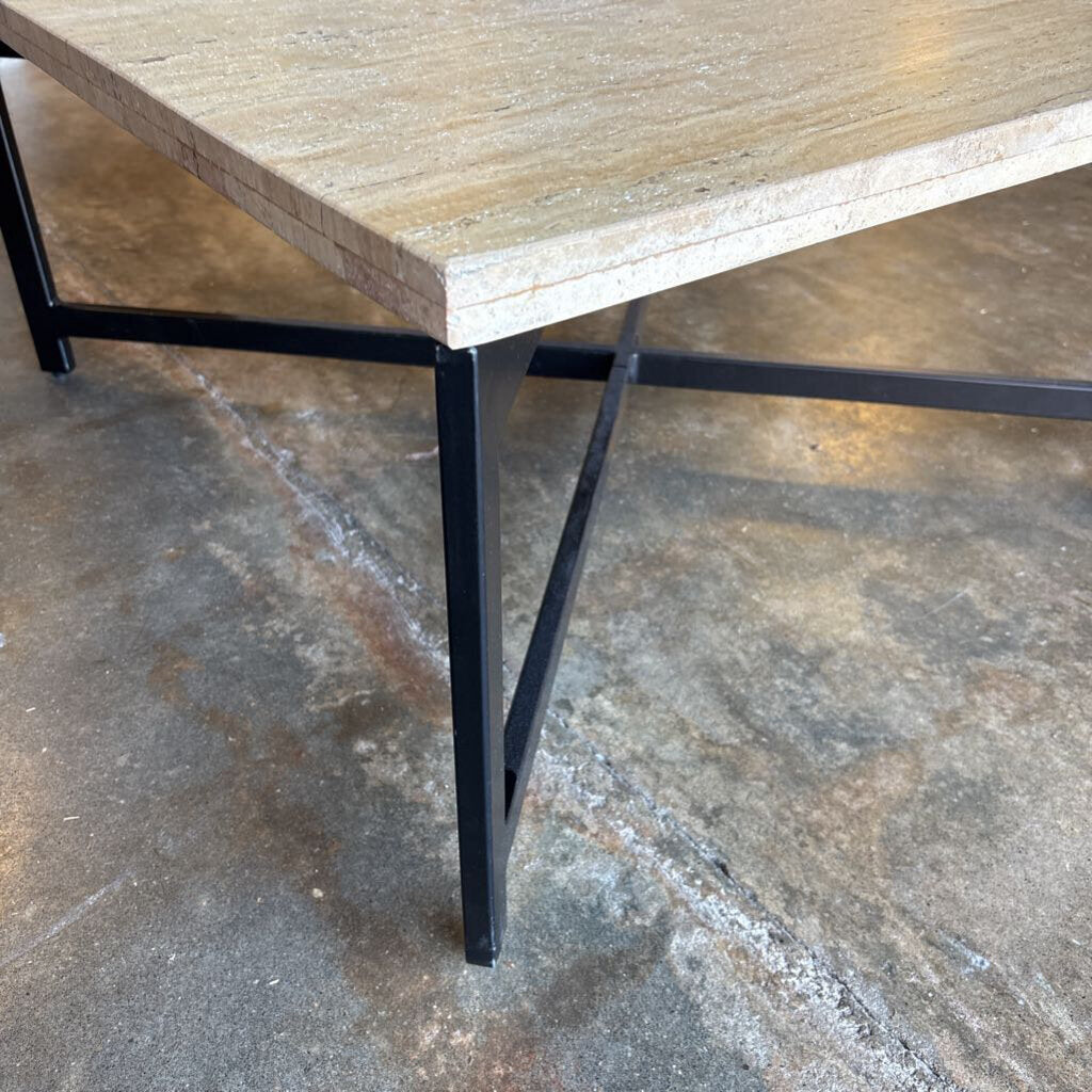 Carrara Marble Metal X-Base Coffee Table