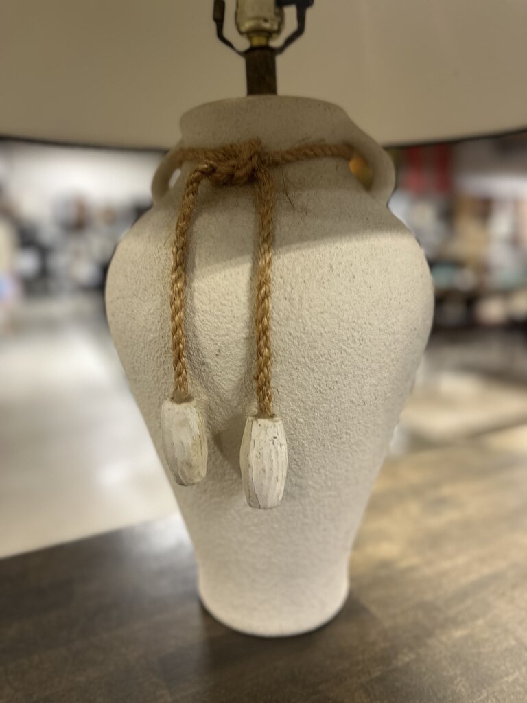 White Ceramic Jug Lamp with Black Shade