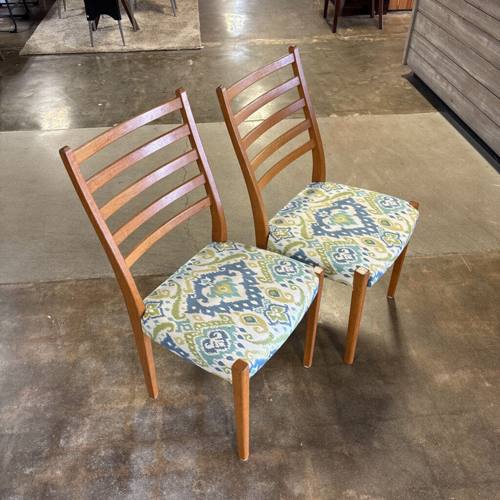 Set 2 Teal Ladder Back Chairs Svegards Markaryd