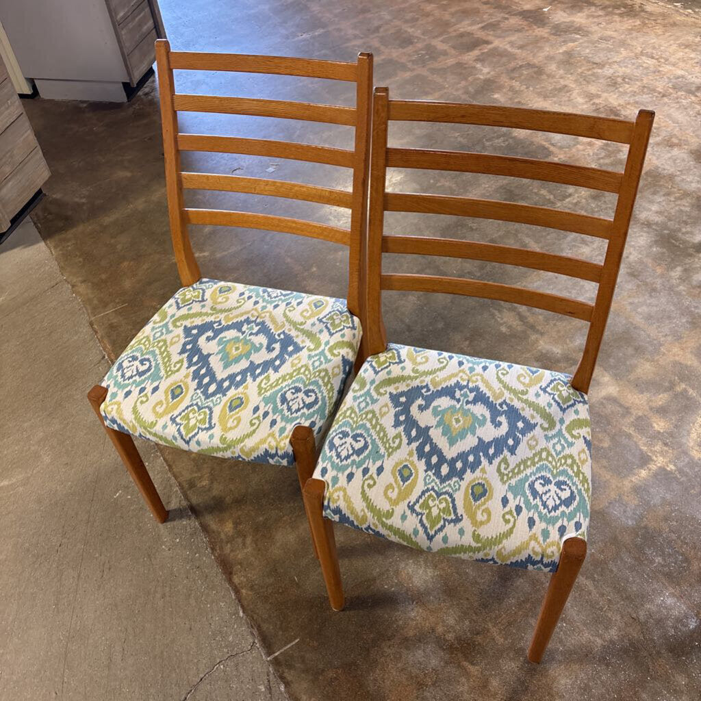 Set 2 Teal Ladder Back Chairs Svegards Markaryd
