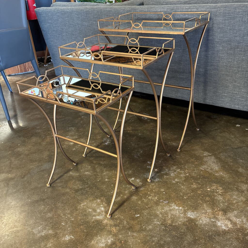 Mirrored/Metal Nesting Tables 3 PC