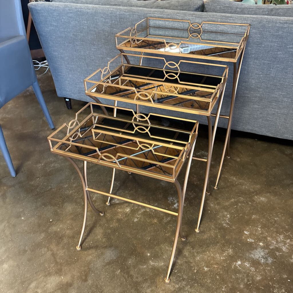 Mirrored/Metal Nesting Tables 3 PC