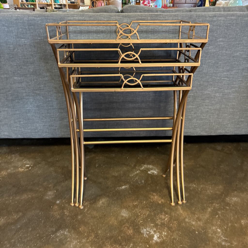 Mirrored/Metal Nesting Tables 3 PC