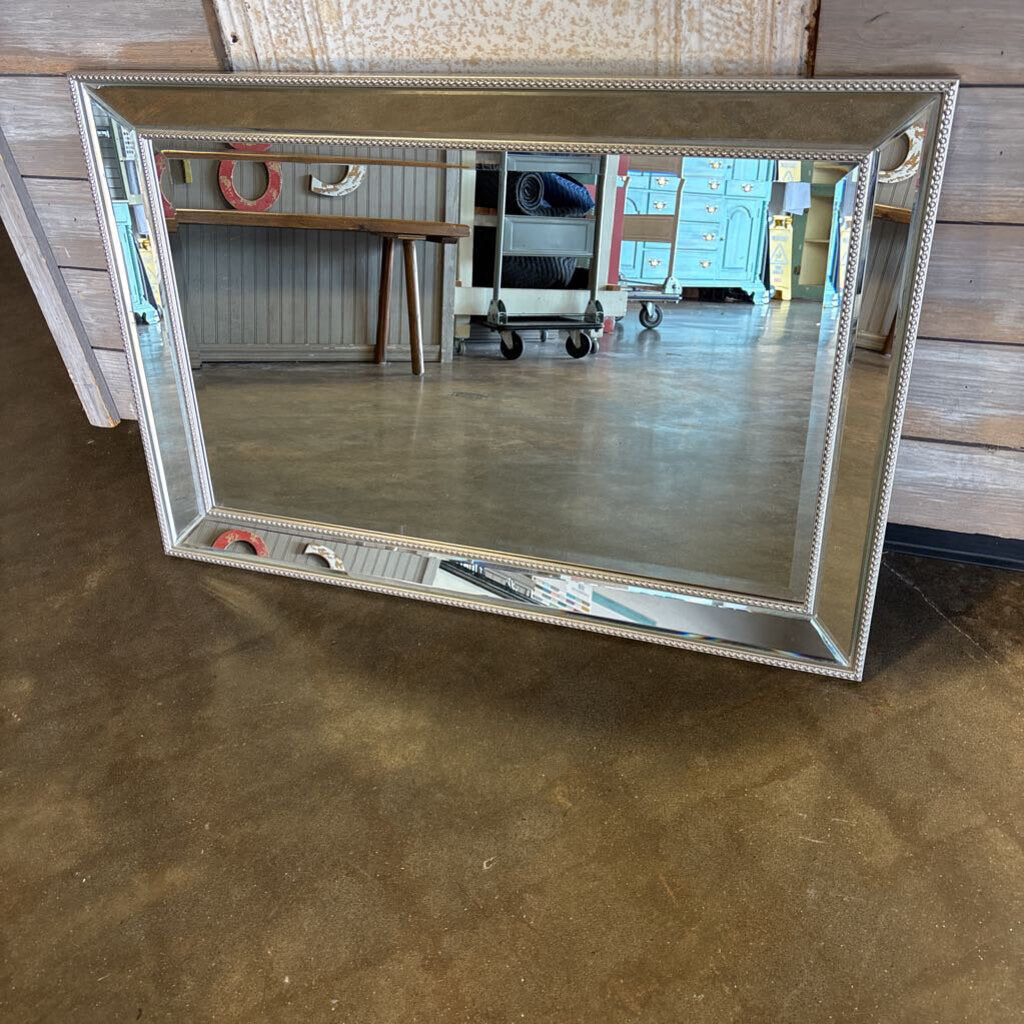 Silver Beaded Bevel Mirror 36 X 24