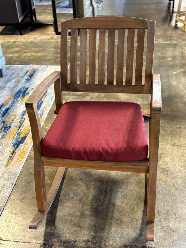 Outdoor Wood Rocker with Cushion
