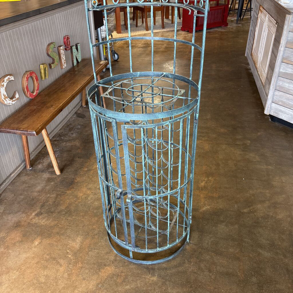 Vintage Wrought Iron Birdcage Wine Cabinet 77"H