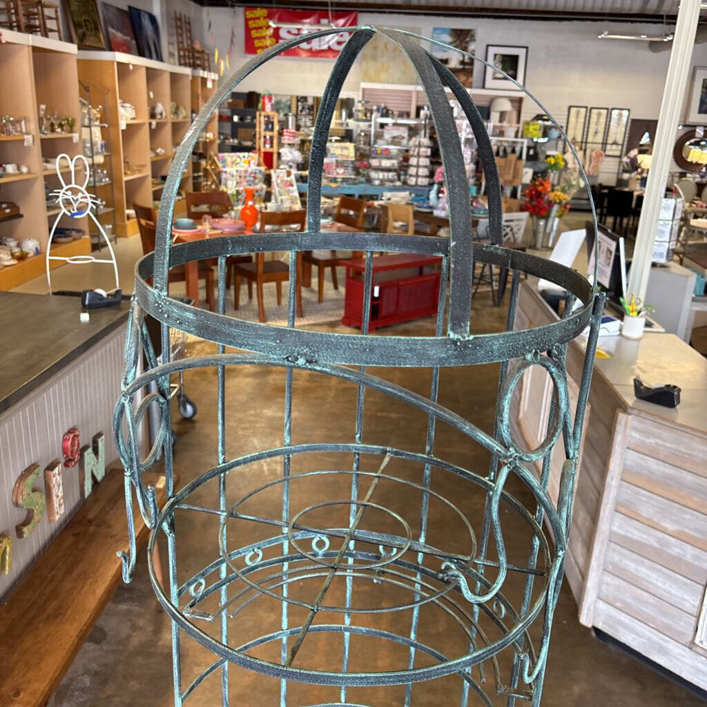 Vintage Wrought Iron Birdcage Wine Cabinet 77"H