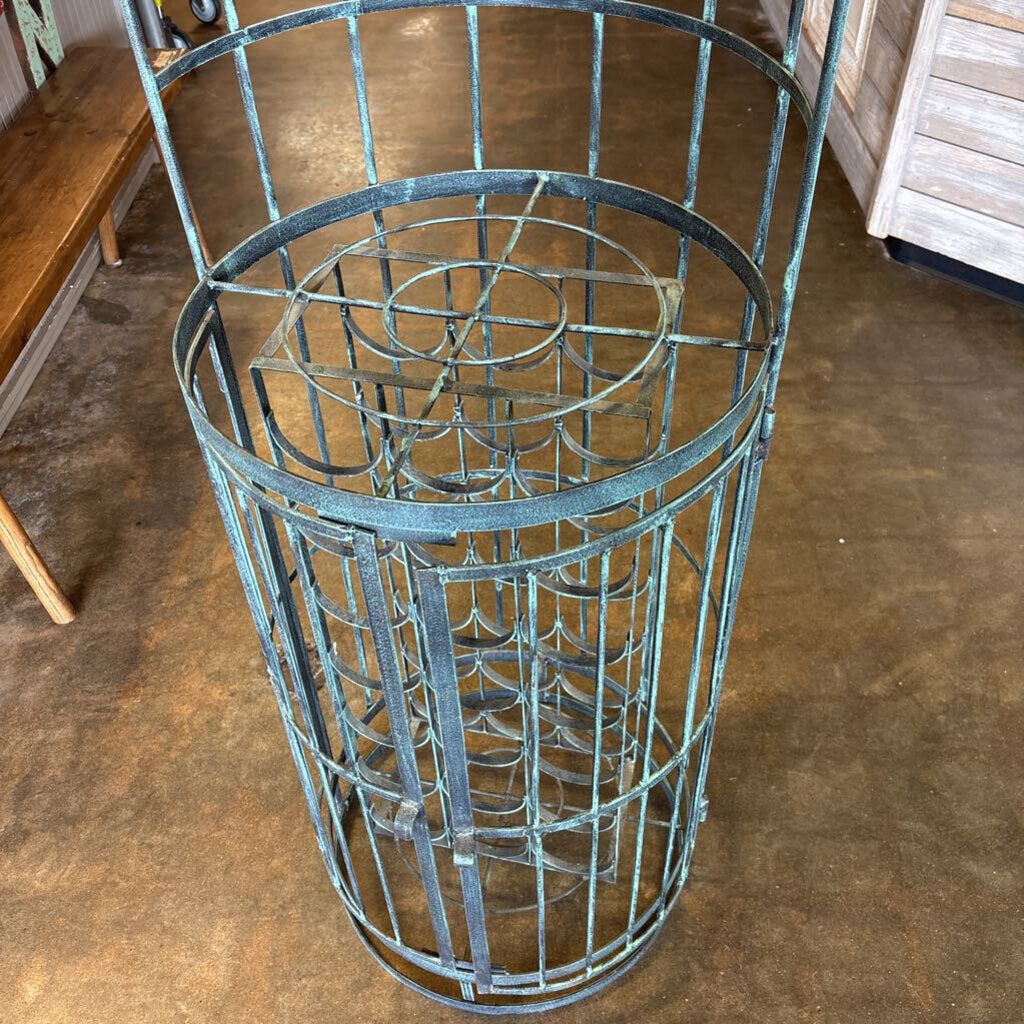 Vintage Wrought Iron Birdcage Wine Cabinet 77"H
