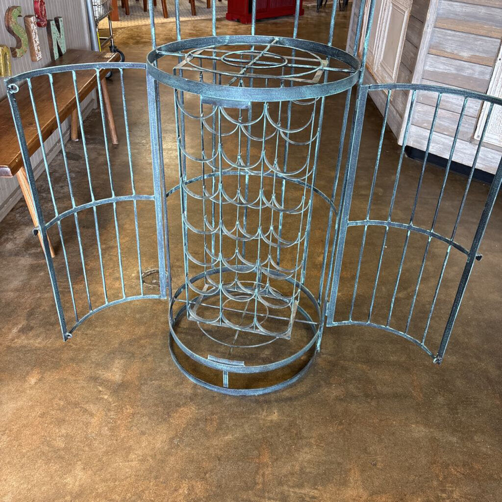 Vintage Wrought Iron Birdcage Wine Cabinet 77"H