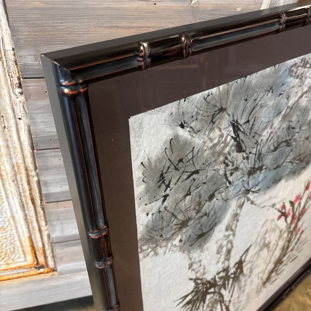 Landscape Scene Original on Rice Paper 32.5 X 32.5