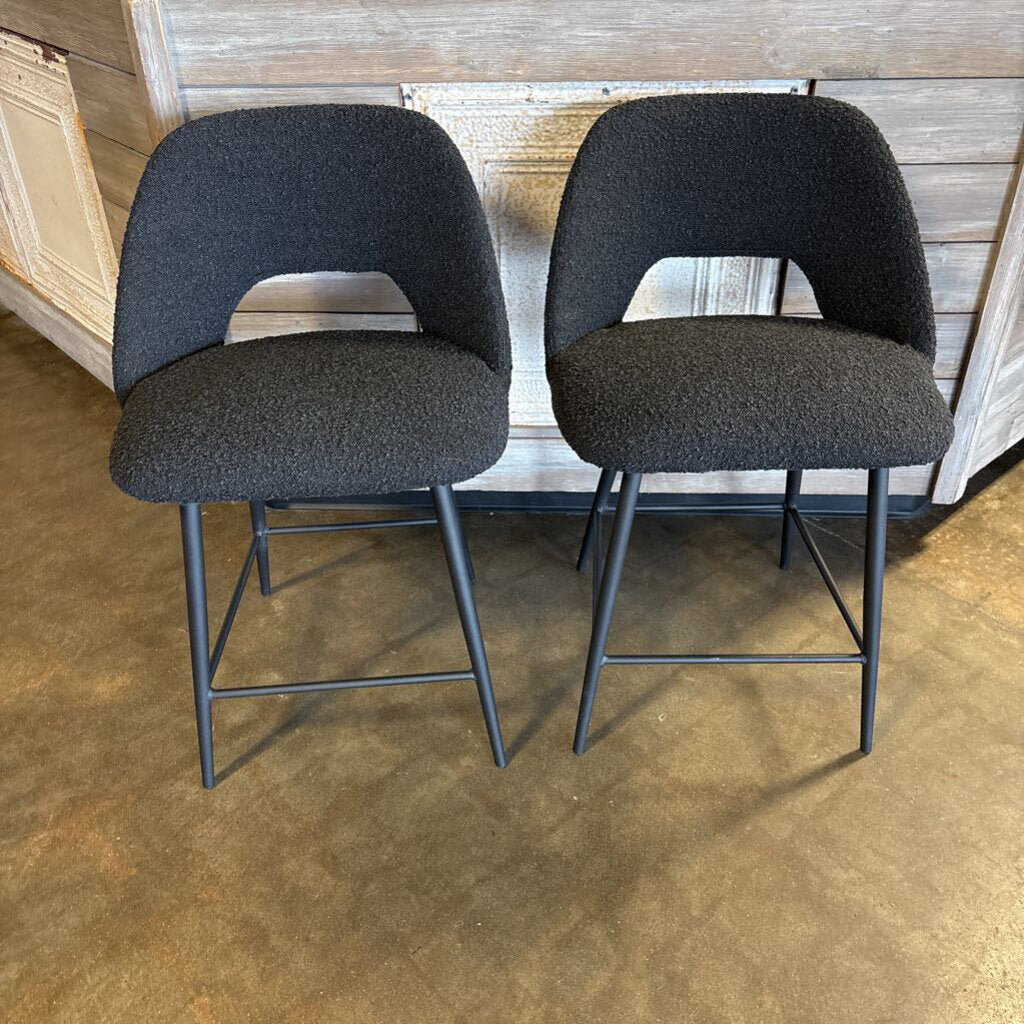 Set 2 Gray Boucle Counter Chairs