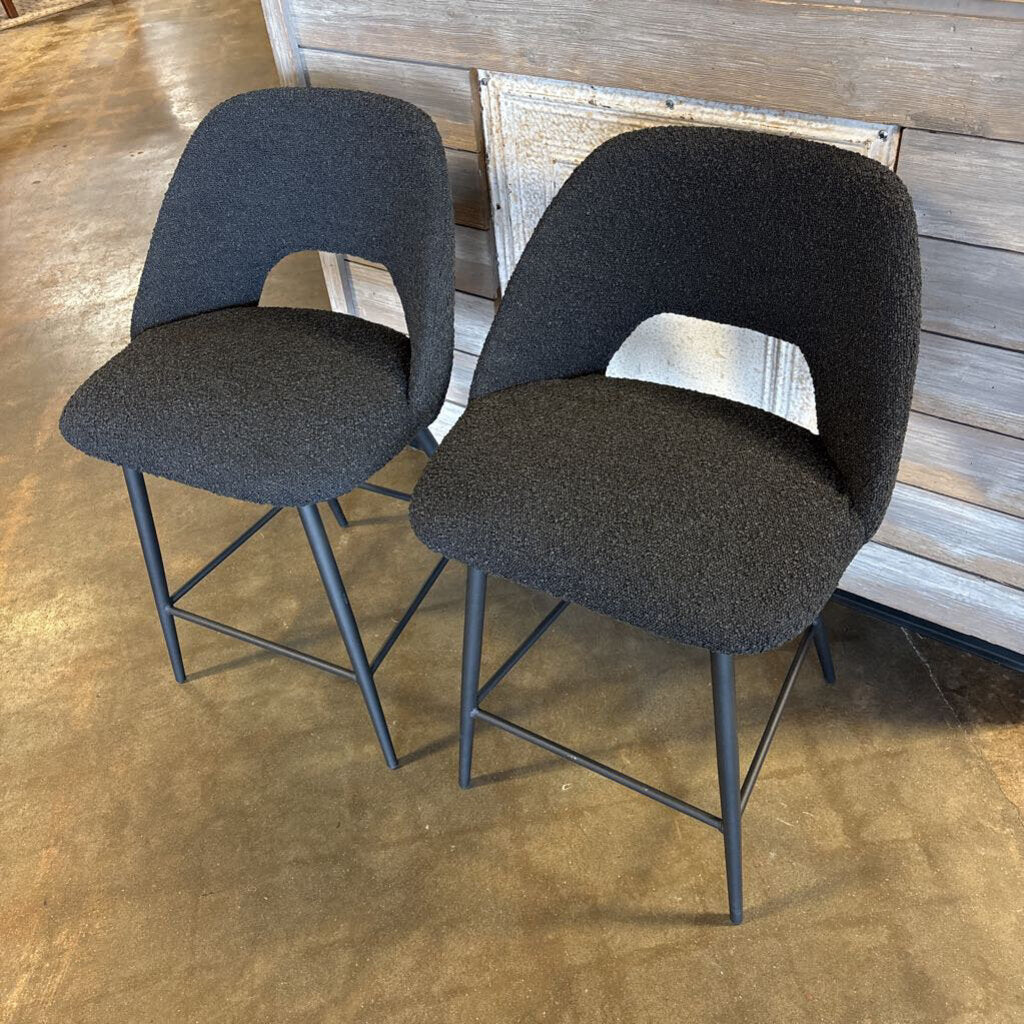 Set 2 Gray Boucle Counter Chairs