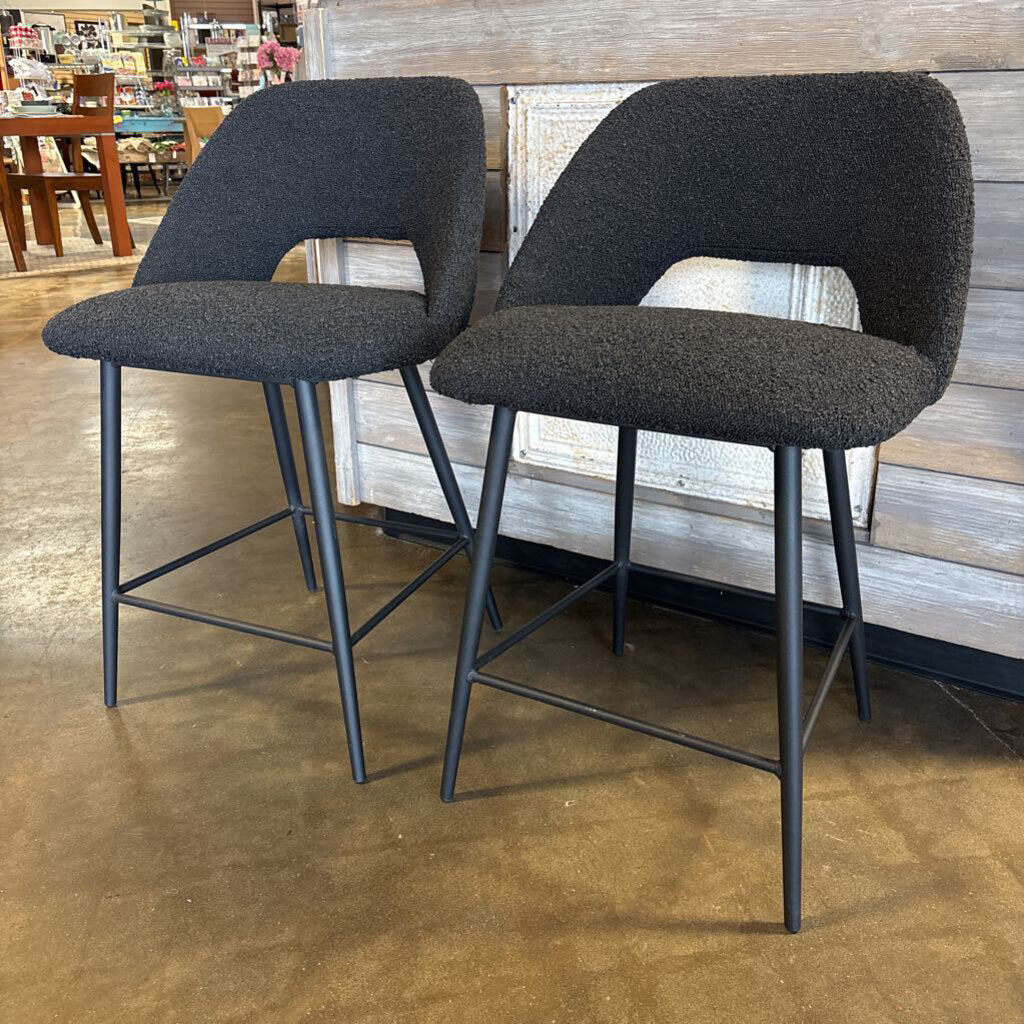 Set 2 Gray Boucle Counter Chairs