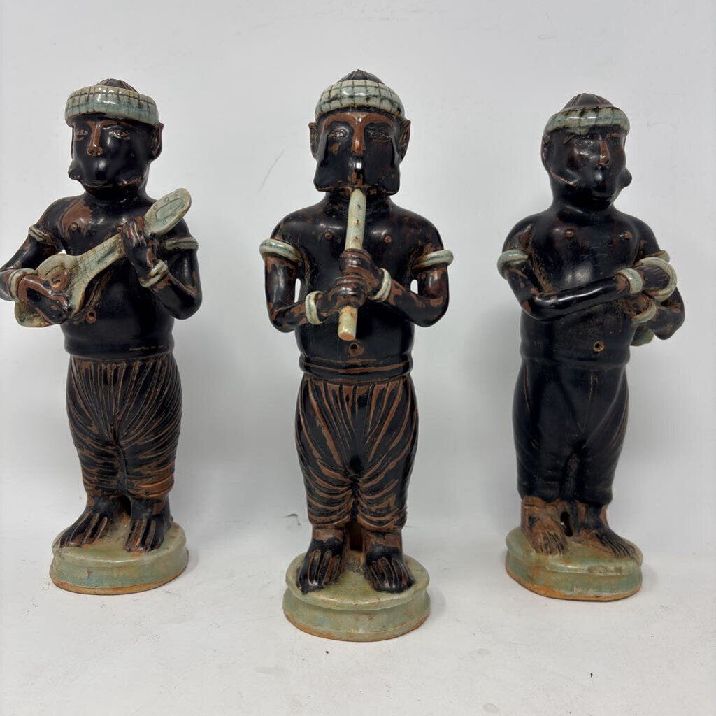 Vintage Pottery Musician Statues 3 PC