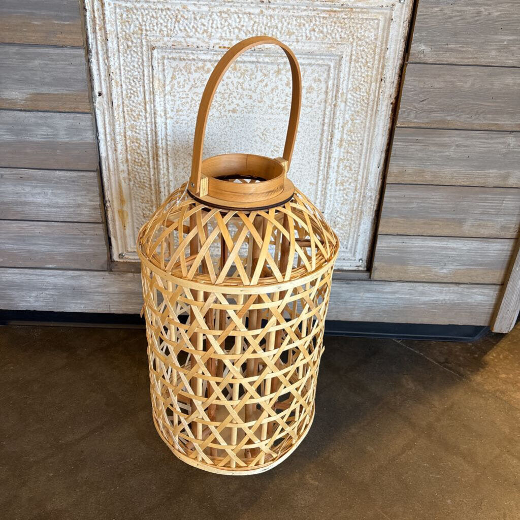 Woven Bamboo Lantern/Candle Holder 23"H