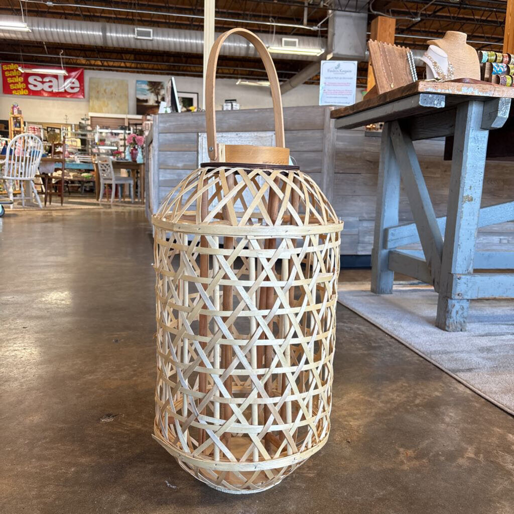 Woven Bamboo Lantern/Candle Holder 23"H