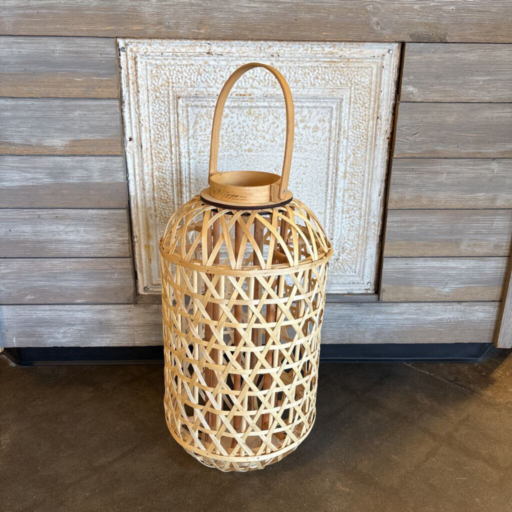 Woven Bamboo Lantern/Candle Holder 23"H