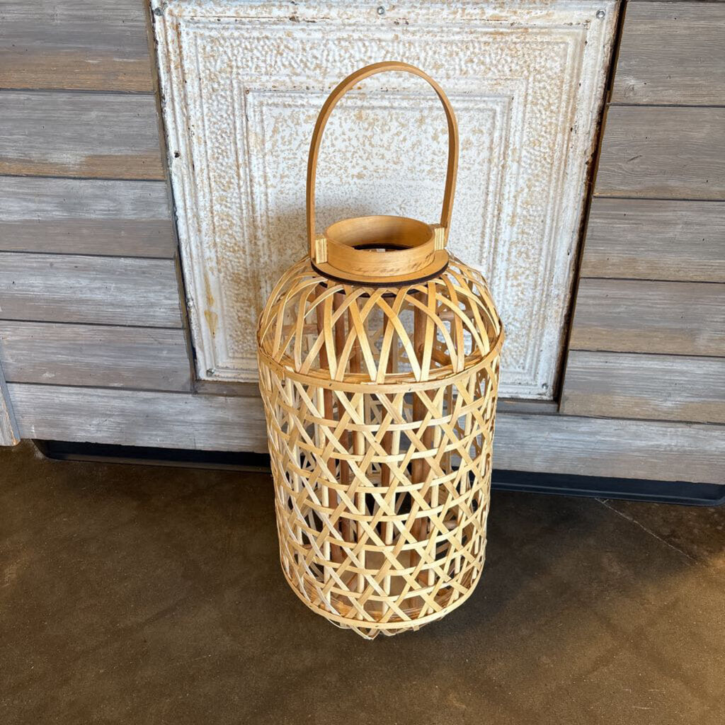 Woven Bamboo Lantern/Candle Holder 23"H