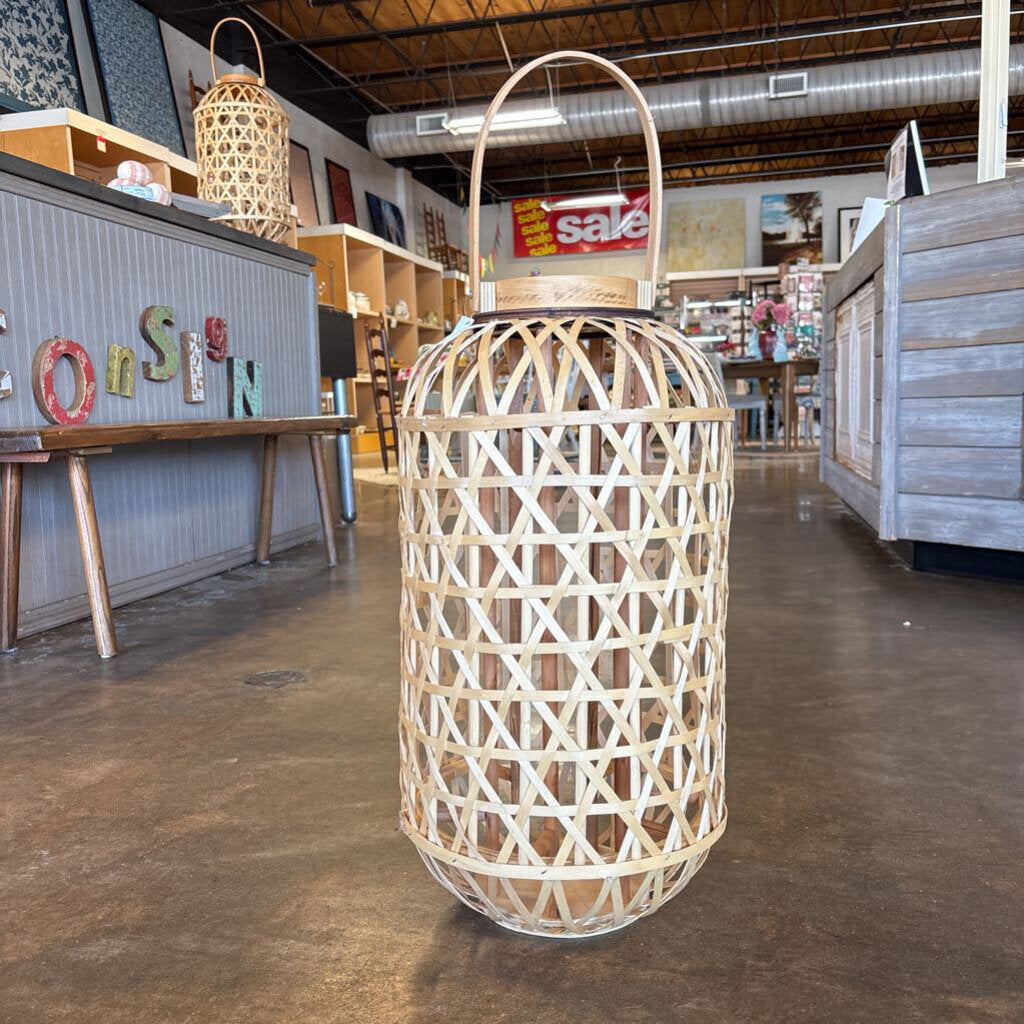 Woven Bamboo Lantern/Candle Holder 23"H