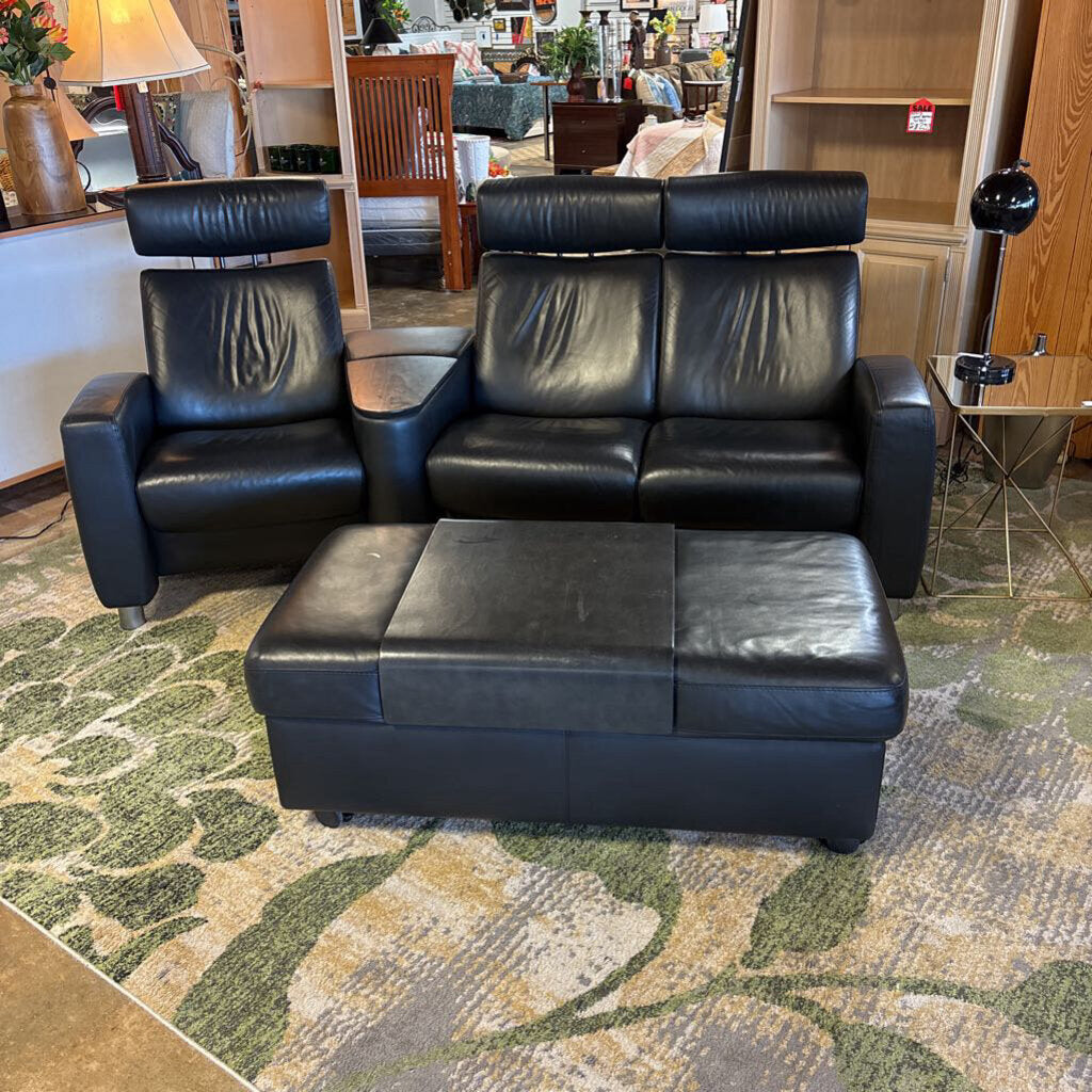 3 Seat Ekornes Sectional With Ottoman