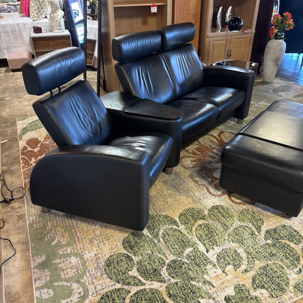 3 Seat Ekornes Sectional With Ottoman