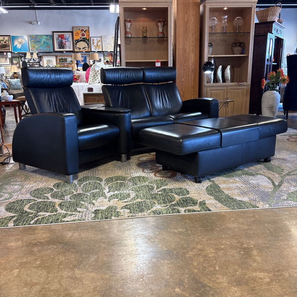 3 Seat Ekornes Sectional With Ottoman