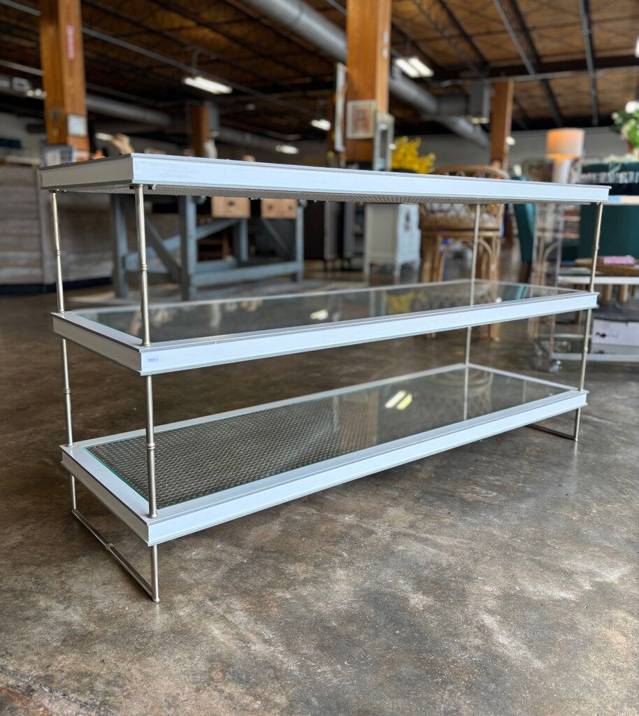 Wicker/Glass 3 Tiered Metal Console 54 X 18 X 29