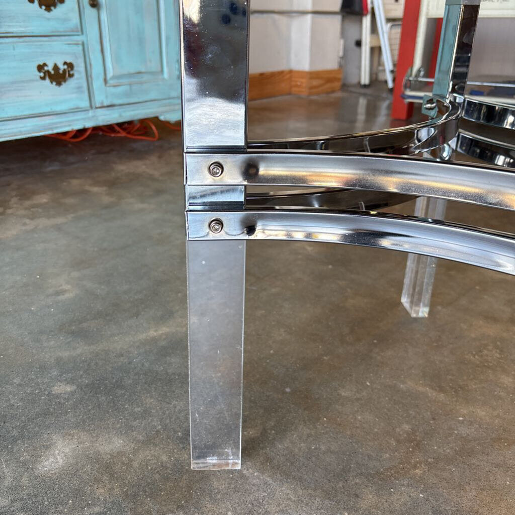 Glass Top Metal/Lucite Base Coffee Table 47 X 23 X 18