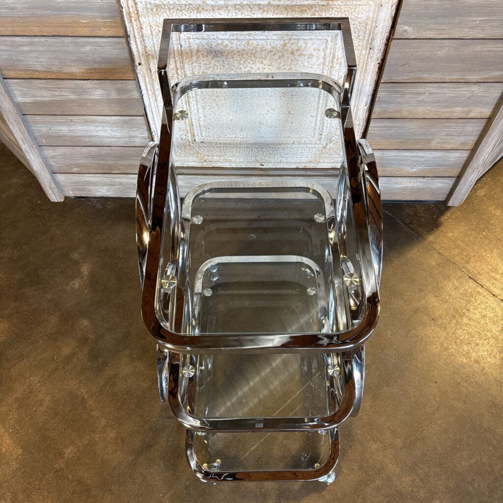 Glass/ Chrome 3 Tiered Bar Cart