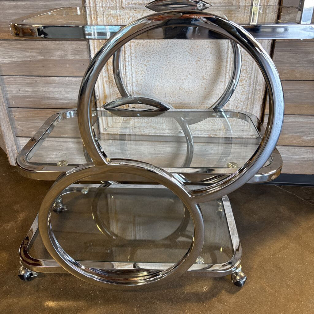 Glass/ Chrome 3 Tiered Bar Cart