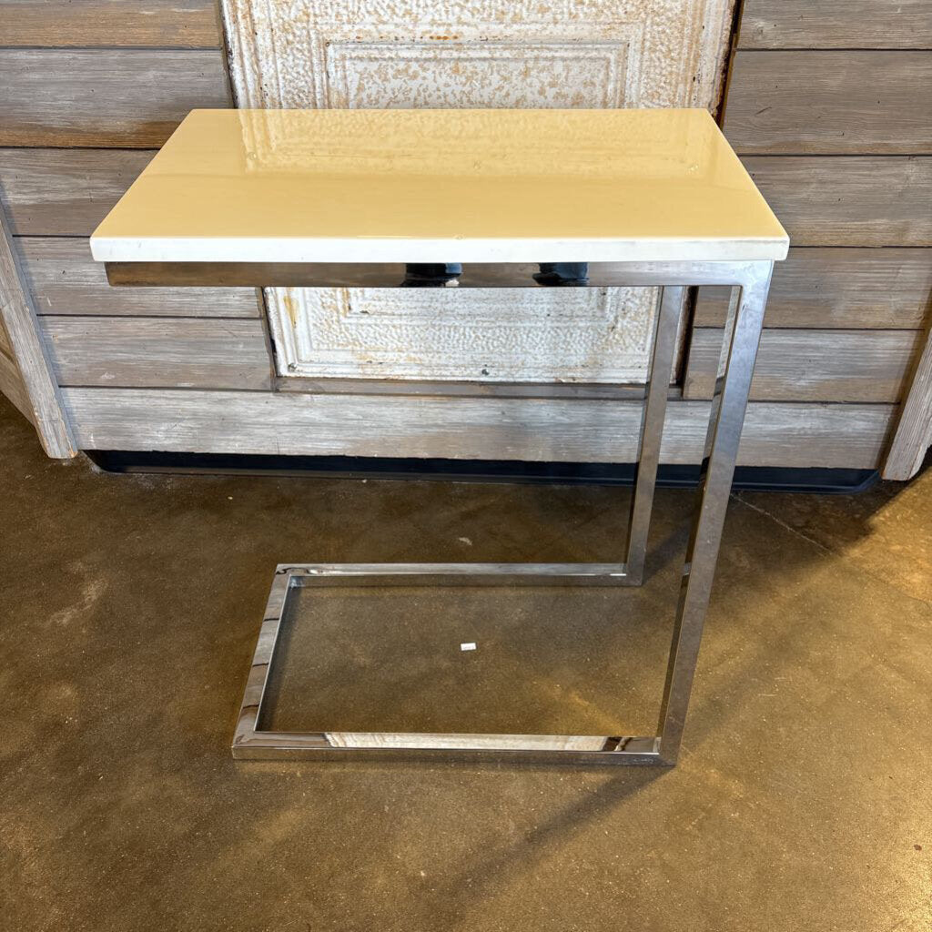 Marble/Chrome Side Table 22 X 13.5 X 27