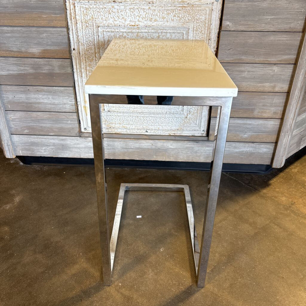 Marble/Chrome Side Table 22 X 13.5 X 27