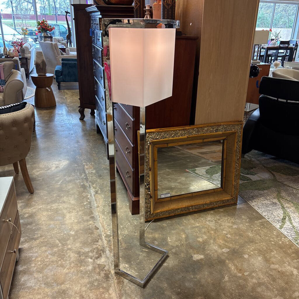 Chrome Base Plastic Shade Floor Lamp