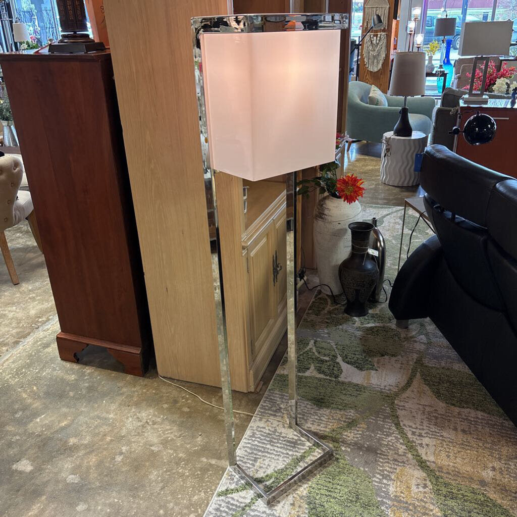 Chrome Base Plastic Shade Floor Lamp