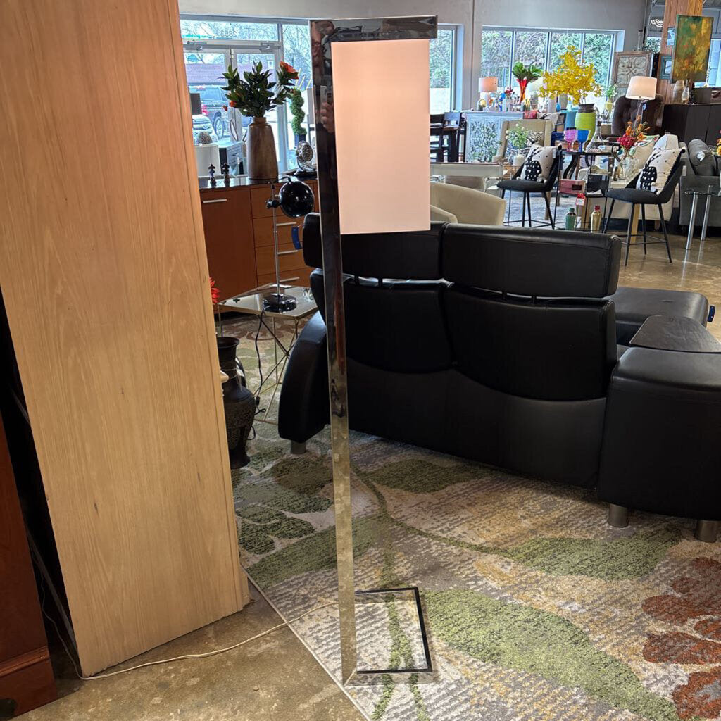 Chrome Base Plastic Shade Floor Lamp