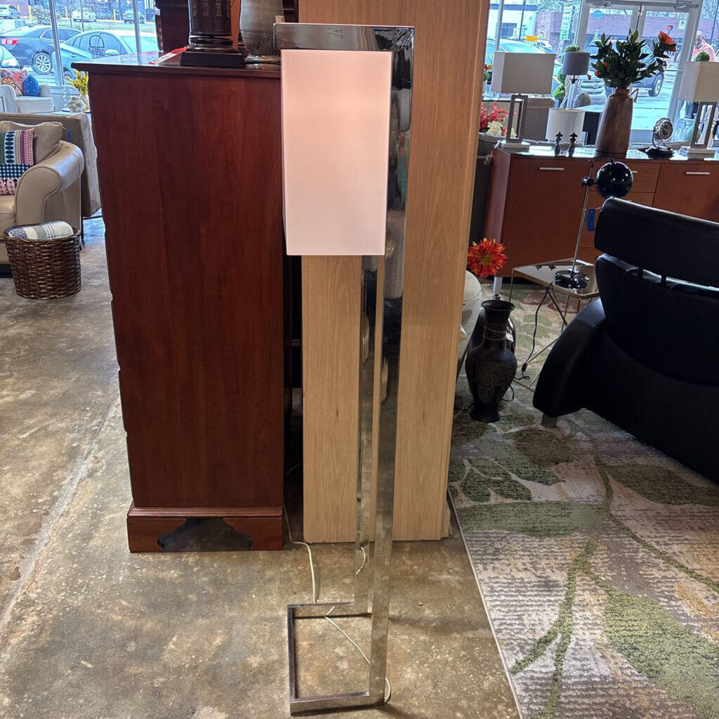 Chrome Base Plastic Shade Floor Lamp