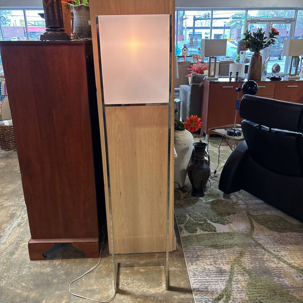 Chrome Base Plastic Shade Floor Lamp