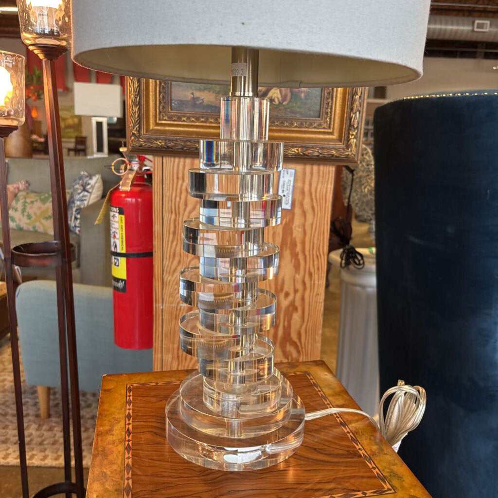 Lucite Circle Base Lamp