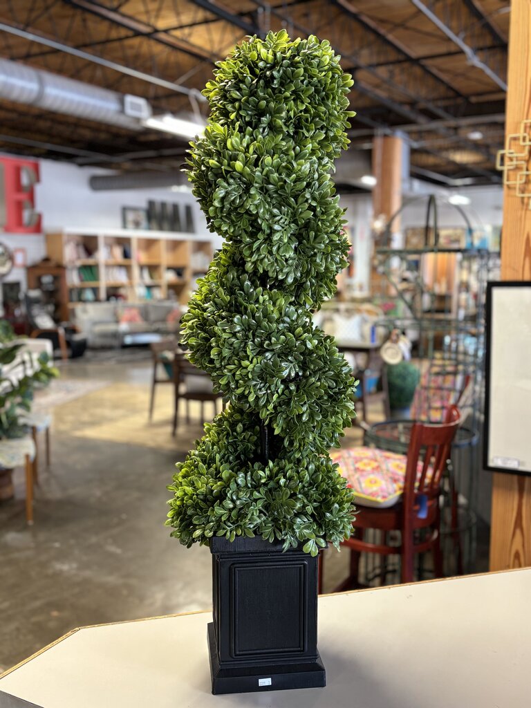 Spiral Faux Topiary Tree in Planter Box