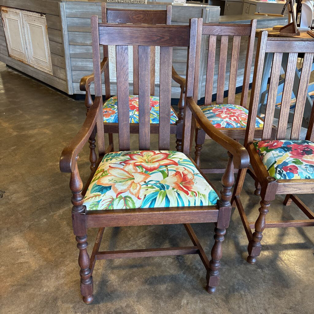 Set 4 Wood & Upholstered Chairs