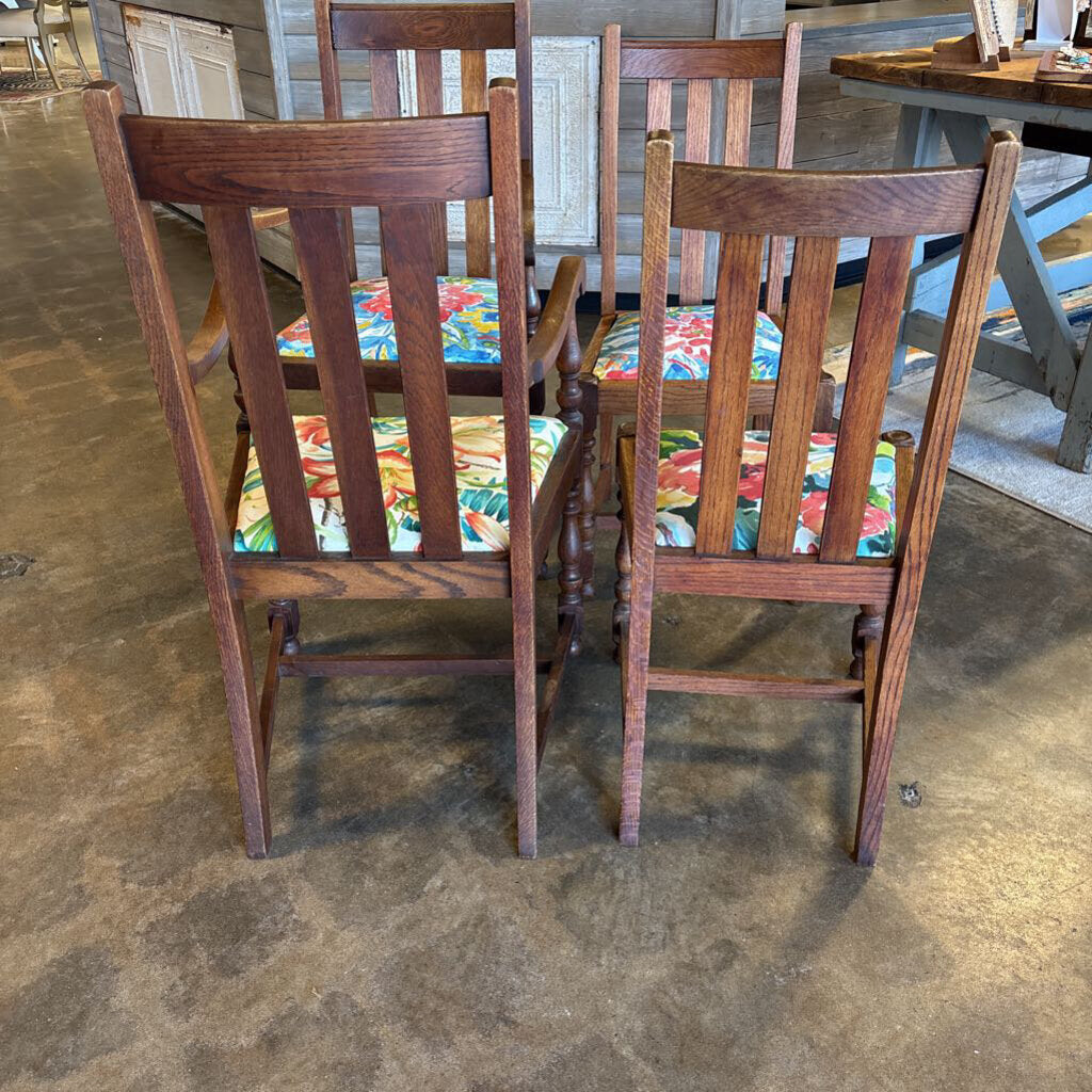 Set 4 Wood & Upholstered Chairs