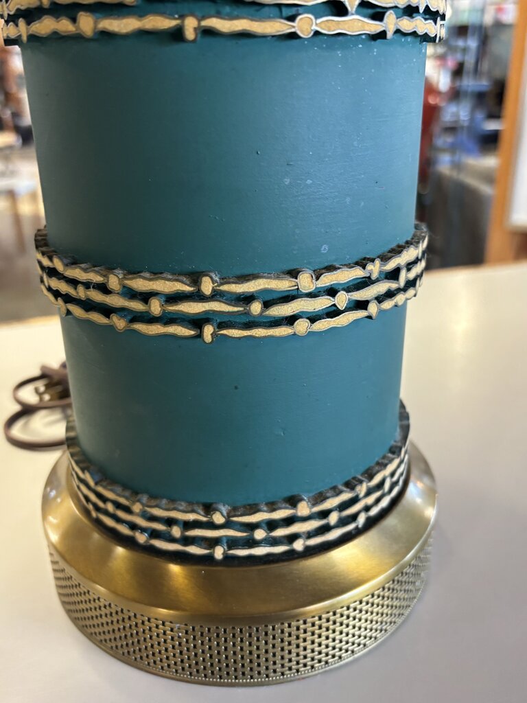 Green Wallpaper Roller Antique Table Lamp