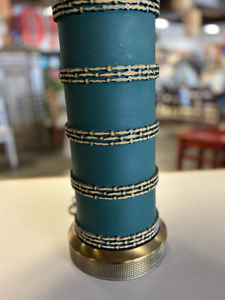 Green Wallpaper Roller Antique Table Lamp