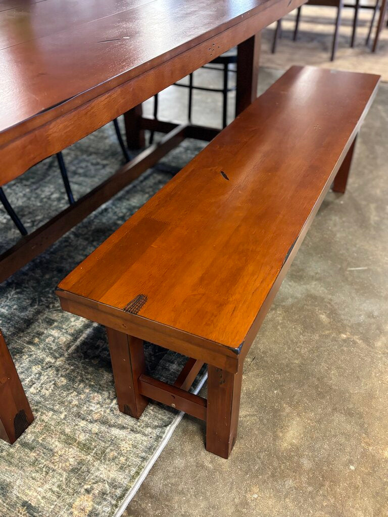 Set 8 Rustic Farm Table - Bench 2 Leaves 4 Chairs