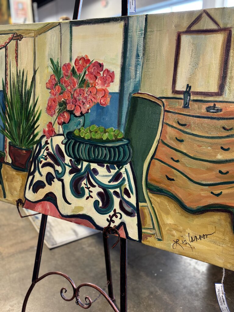 Original Painting Liz Cannon Dining Room With Orchids