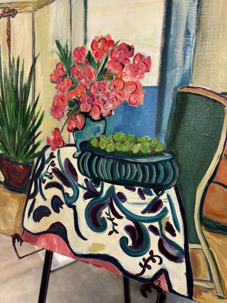 Original Painting Liz Cannon Dining Room With Orchids