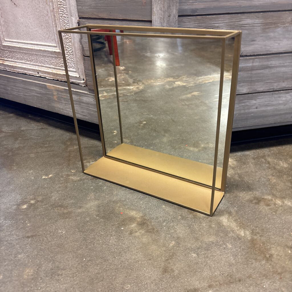 Square Metal Mirror with Shelf 18 X 18 X 4.75