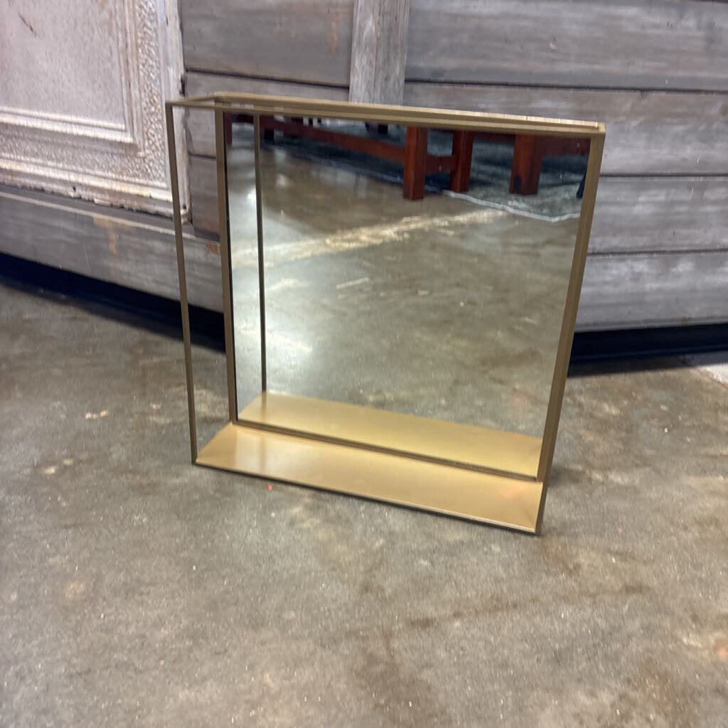 Square Metal Mirror with Shelf 18 X 18 X 4.75